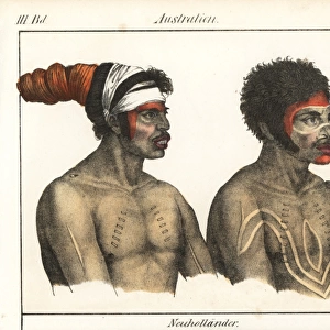 Aborigines with bodypainting, Borogegal man of Port Jackson
