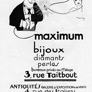 Advert for jewellry, 1926, Paris