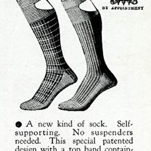 Advert for Tenova mens self-supporting socks 1937