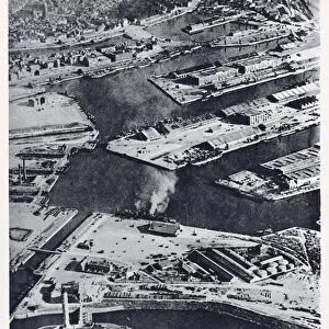 Aerial view of Dunkirk docks before the evacuation, WW2