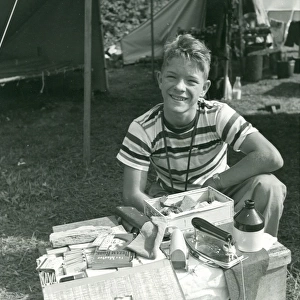 American Scout at a camp
