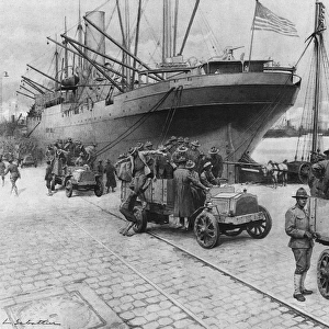 Americans unloading at a port in France, 1918