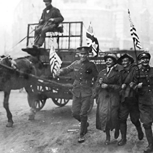 Armistice Day soldiers with flags