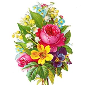 Assorted flowers on a Victorian scrap