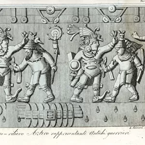 Aztec bas-relief depicting ancient warriors