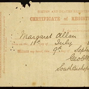 Birth Certificate 1884