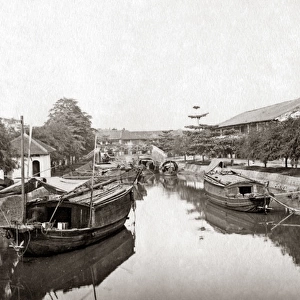 Canal, Cholon, Indo-China, Vietnam circa 1890