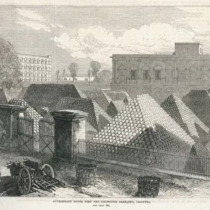 Cannon balls stored, Dalhousie barracks, Calcutta