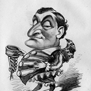 Caricature of David James, English comic actor