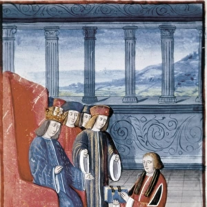 Charles VIII being presented with a Book. Miniature