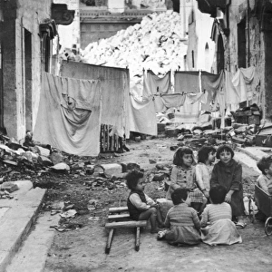 Children in damaged Maltese streets - Malta