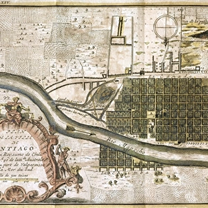 Chile. Santiago de Chile. Map in 1713