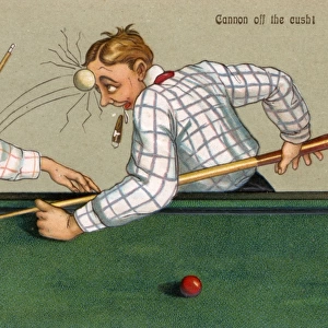 Comic Postcard - Sport - Billiards - Cannon off the cush