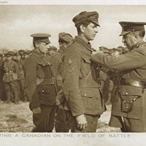 Decorating a Canadian Soldier - WWI