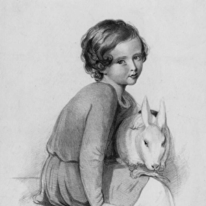 Edward Prince of Wales with pet rabbit