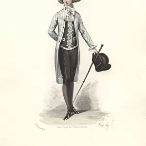 Elegant man in striped coat, era of Marie Antoinette