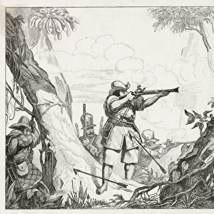 In fighting between the Portuguese and the natives, the musket proves its superiority to