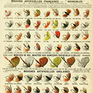 French and English artificial fishing flies