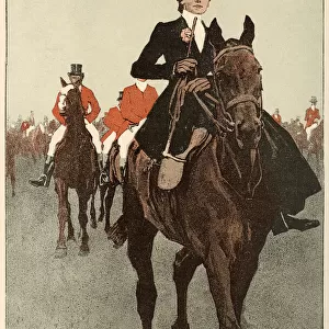 A German huntswoman riding side-saddle. Date: 1910