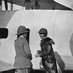 Gertrude Bell beside her Aeroplane