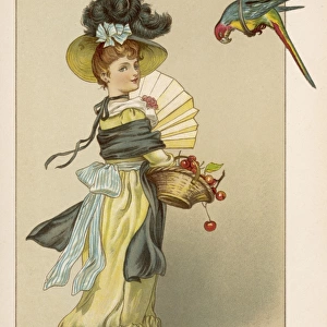 Girl with Parrot C1875