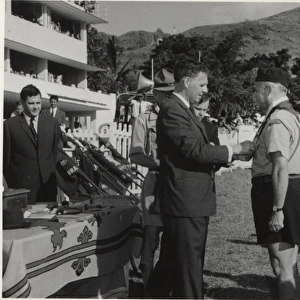 Governor and scouting leader at a rally, Mauritius