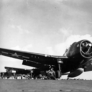 Grumman F6F-5 Hellcat -ready to launch from the deck of