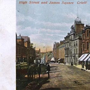 High Street and James Square, Crieff, Perthshire, Scotland