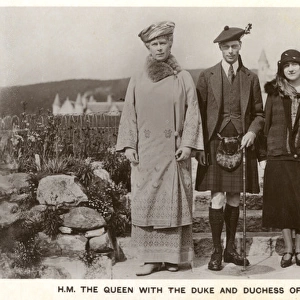 HM Queen Mary with the Duke and Duchess of York at Balmoral