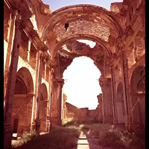 Interior ruined bombed church, Belchite, Spain