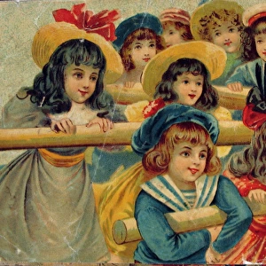 Jigsaw puzzles of six scenes of French children (late 19th C