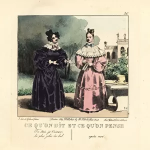 Two ladies talking in a garden