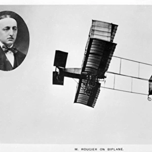 M. Rougier flying an early biplane