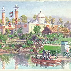 Malaya Pavilion from the Lake, British Emplre Exhibition