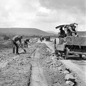 Men engaged in roadworks