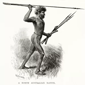 A Native Australian with his WOOMERA - throwing stick Date: 1891