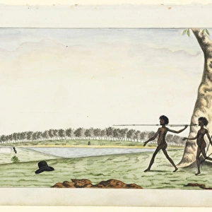 Three natives attacking a sailor