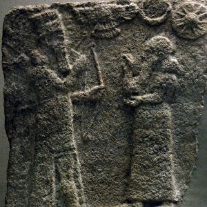 Neo-Assyrian Art. Gypsum tile from a domestic shrine