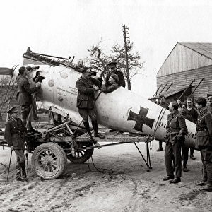 Newly captured German aircraft, Western Front, WW1
