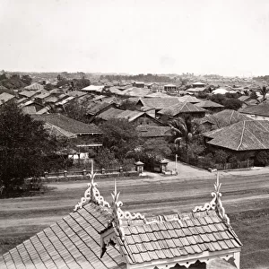 Rooftop view, Ragoon, Yangon, Burma, Myanmar, 1880 s