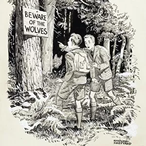 Two schoolboys in a wood