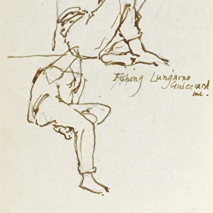 Sketch of boy fishing