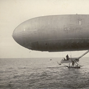 An SS-class airship moored at sea at the Naval Airship