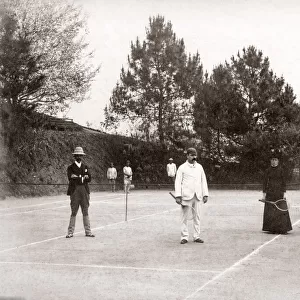Tennis match in India, c. 1890