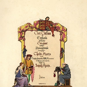Title page illustrated with a herald, a monk