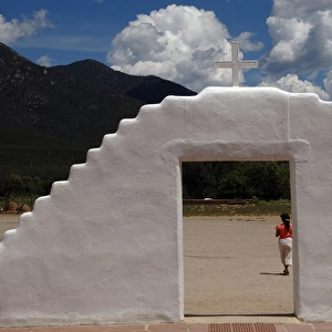 United States. Taos Pueblo. Arched entrance to the St Jerome