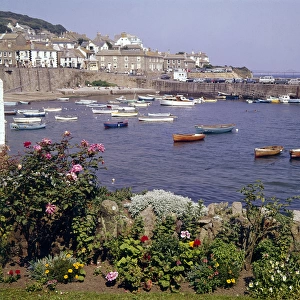 View of boats at Mousehole, Cornwall