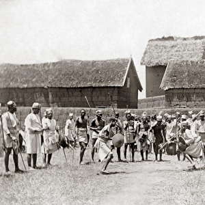 War dance, Madagascar, 1890s