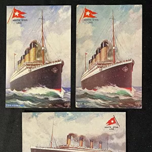White Star Line, Olympic and Titanic - three postcards