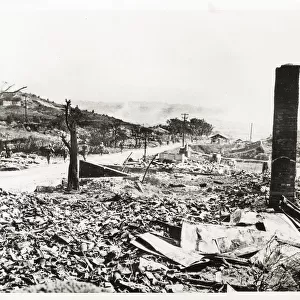 World War II rubble in Naha, Okinawa after the invasion